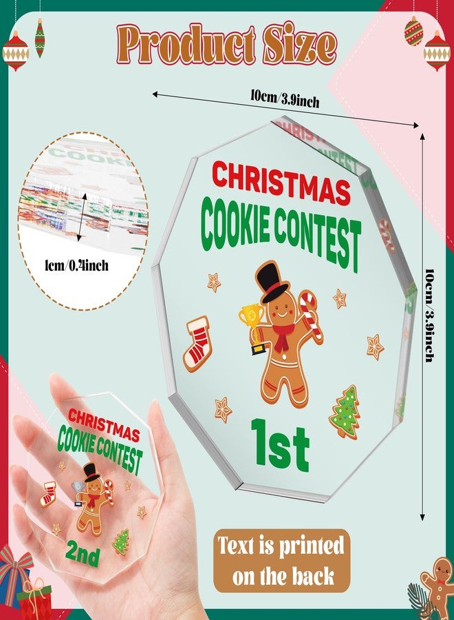 JAPBOR Christmas Cookie Contest Trophy - 3pcs Acrylic 1st 2nd 3rd Gingerbread Man Trophies Awards, Xmas Holiday Decoration Place Medal Gift, Funny Contest Winner Competition Prizes Tabletop Signs - Image 2